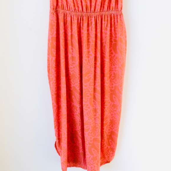 Prana Women's Ayla Dress in an orange and pink floral pattern - Picture 2 of 5